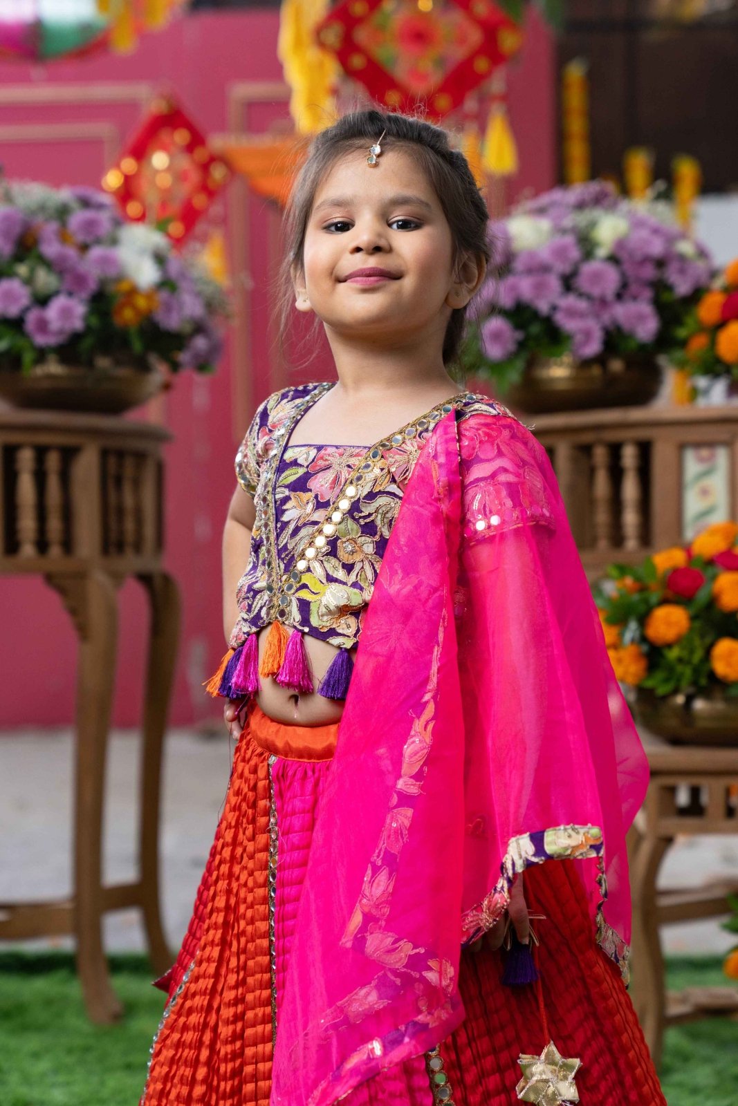 Vibrant Festive Lehenga Set with Mirror Work and Colorful Embroidery for Your Little Diva - Kirti Agarwal