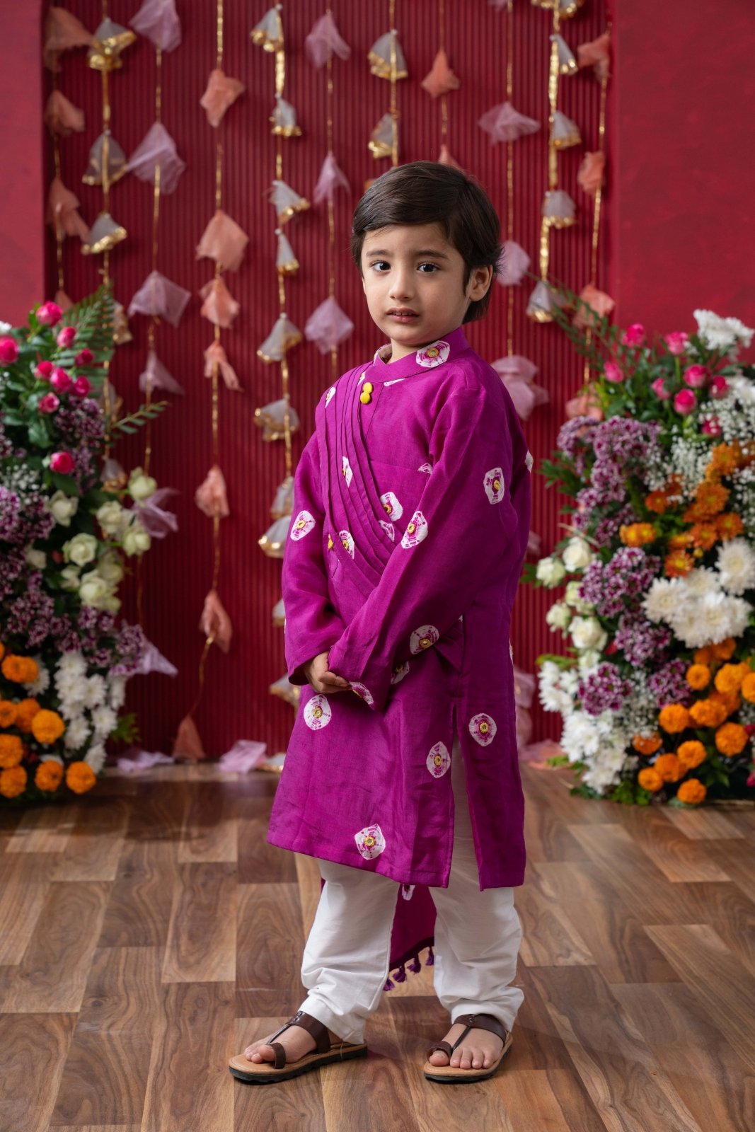 Vibrant Magenta Kids Festive Kurta Set - Kirti Agarwal