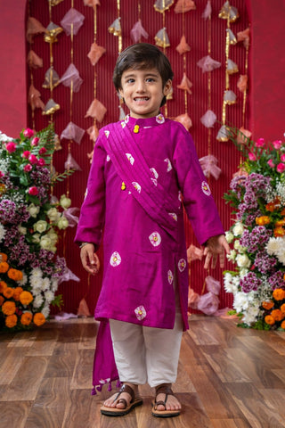 Vibrant Magenta Kids Festive Kurta Set - Kirti Agarwal