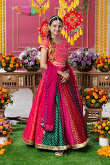 Vibrant Multicolored Chevron Embroidered Lehenga Set with Matching Blouse and Dupatta – Perfect for Weddings, Festivals, and Grand Celebrations! - Kirti Agarwal