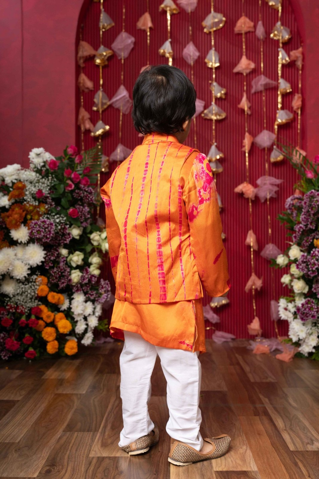 Vibrant Orange Traditional Attire with Tie - Dye Details - Kirti Agarwal