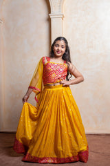 Yellow and Multicolor brocade for girls and Yellow Brocade kurta for boys - Kirti Agarwal