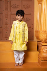 Embroidered Stylish Hem Top With Palazzo & Yellow Kurta With Embroidered Jacket