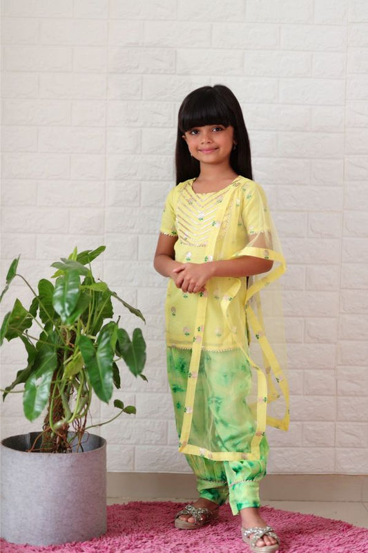 Chanderi Kurta with Batik Print Dhoti - Kirti Agarwal