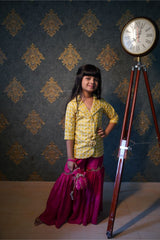 Check Embroidered Blazer style top with Sharara - Kirti Agarwal