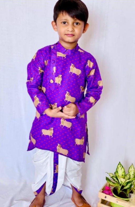 Cow Print Kurta with Dhoti - Kirti Agarwal