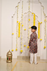 Dark Green Patola Printed Kurta with Pyjama - Kirti Agarwal