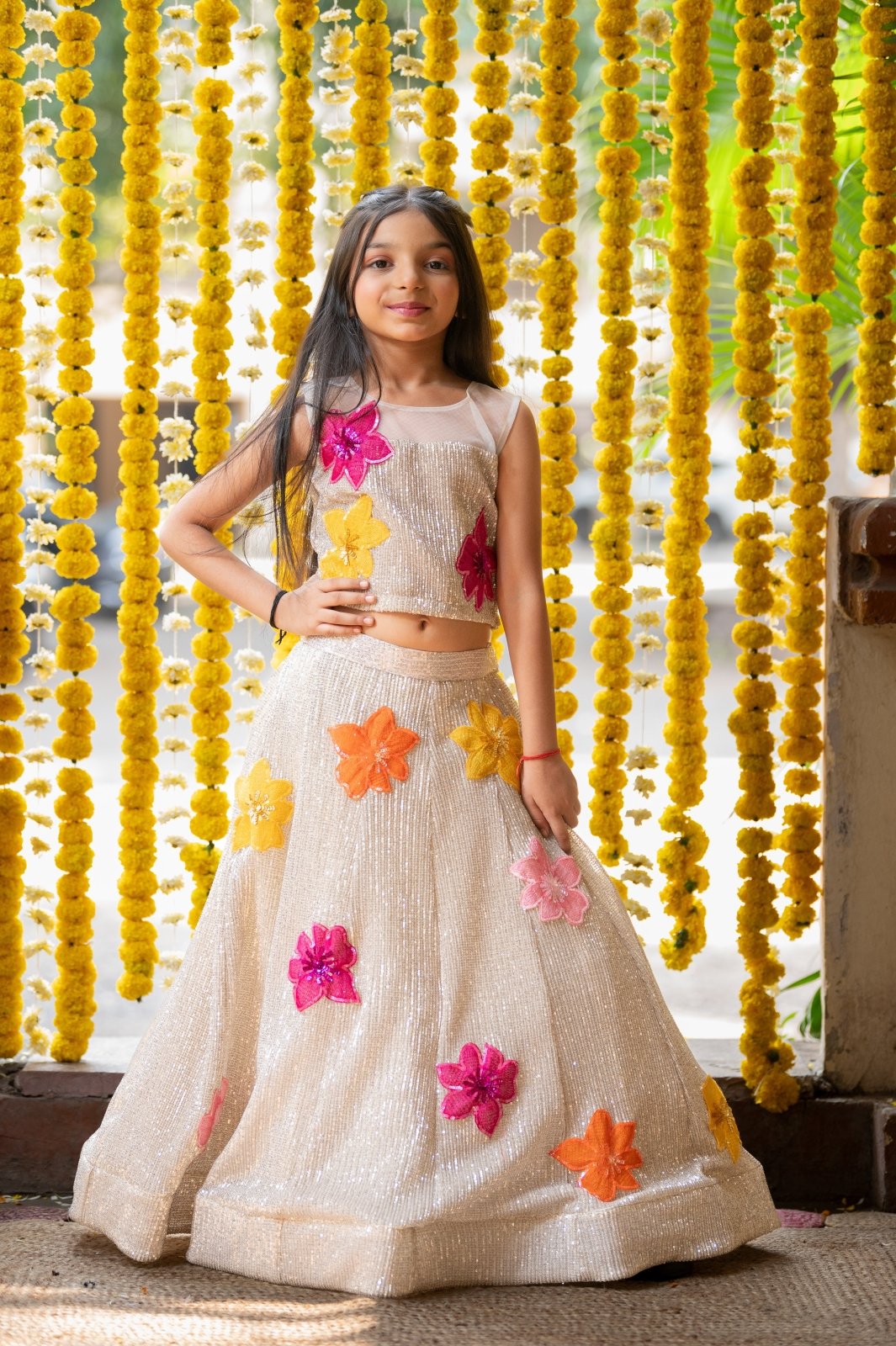 Elegant sequin work Top And Heavy Sequins Embroidered flower Lehenga - Kirti Agarwal