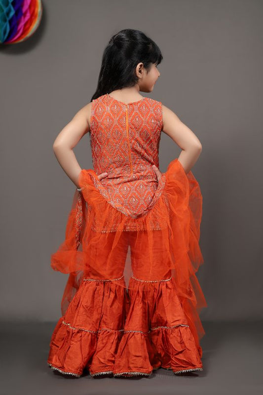 Embroidered Kurta with Sharara And Dupatta - Kirti Agarwal