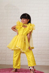 Embroidered top with up down pattern and frilled duppata and bottom - Kirti Agarwal