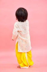 Faux Mirror Work And Thread Embroidered Ethnic Kurta With Lemon Yellow Dhoti - Kirti Agarwal