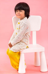 Faux Mirror Work And Thread Embroidered Ethnic Kurta With Lemon Yellow Dhoti - Kirti Agarwal