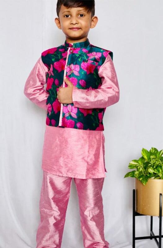 Floral Bandi with pink Kurta and Pajama - Kirti Agarwal