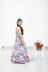 Floral Modal satin based crop top with Lahenga and Dupatta - Kirti Agarwal