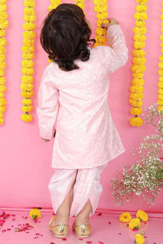 Floral Thread Embroidered Pink Kurta With Dhoti - Kirti Agarwal