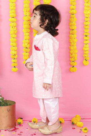 Floral Thread Embroidered Pink Kurta With Dhoti - Kirti Agarwal