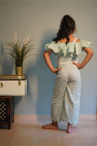 Flower Embroidered Linen Based Jumpsuit - Kirti Agarwal