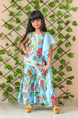 Flower Print Short Kurta with Sharara and Dupatta - Kirti Agarwal