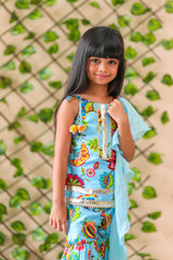 Flower Print Short Kurta with Sharara and Dupatta - Kirti Agarwal