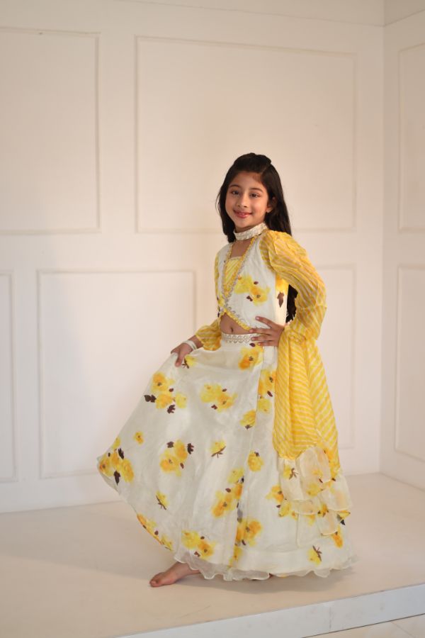 Flower printed Ghagra with different Sleeves - Kirti Agarwal