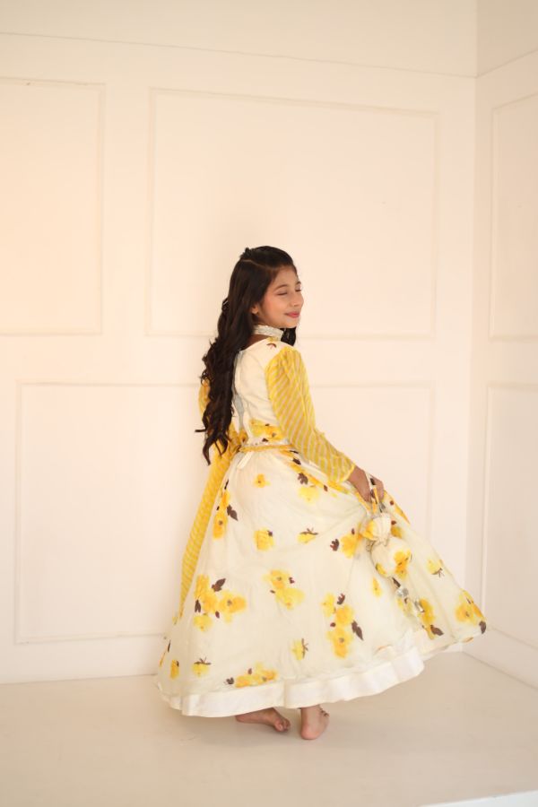 Flower printed Ghagra with different Sleeves - Kirti Agarwal