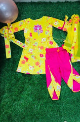 Flower Printed Kurta with Dhoti and Dupatta - Kirti Agarwal