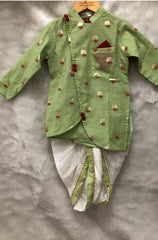 Green Chanderi Kurta with Dhoti - Kirti Agarwal