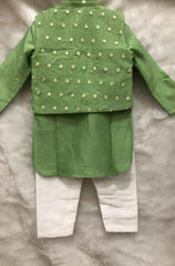 Green Embroidered Bandi with Kurta and Chudidar - Kirti Agarwal