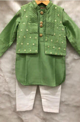 Green Embroidered Bandi with Kurta and Chudidar - Kirti Agarwal