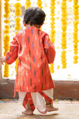 Ikkat print front open kurta with dhoti - Kirti Agarwal