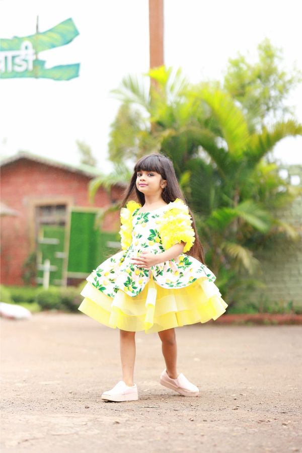 Lemon Print three tier dress - Kirti Agarwal