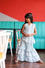 Long Peplum sleeveless Kurta with Sharara and Kurta - Kirti Agarwal