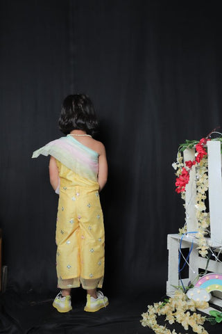 One Off Shoulder Flowered Jumpsuit - Kirti Agarwal