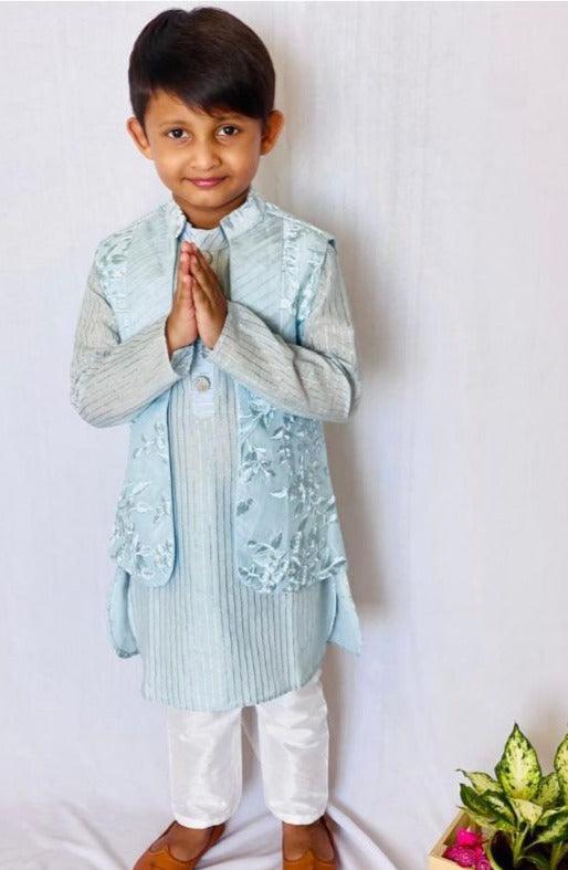 Open Jacket Embroidered Kurta with Pajama - Kirti Agarwal