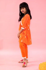 Orange Peplum embroidered kurta with pant and dupatta - Kirti Agarwal