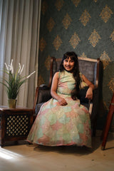 Organza Embroidered one off shoulder top with Embroidered Lehenga - Kirti Agarwal