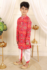 Patola Printed Red Kurta And White Pyjama - Kirti Agarwal