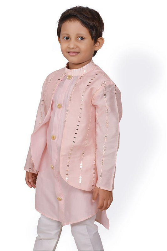 Peach Embroidered attached Jacket with Chudidar - Kirti Agarwal