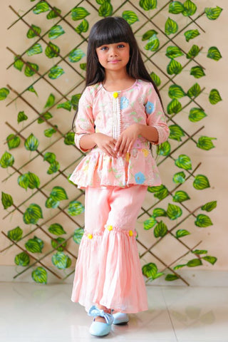 Peplum Embroidered top with Sharara - Kirti Agarwal