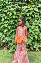 Peplum Kurta with Sharara and Hangings - Kirti Agarwal