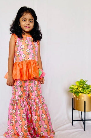 Peplum Kurta with Sharara and Hangings - Kirti Agarwal