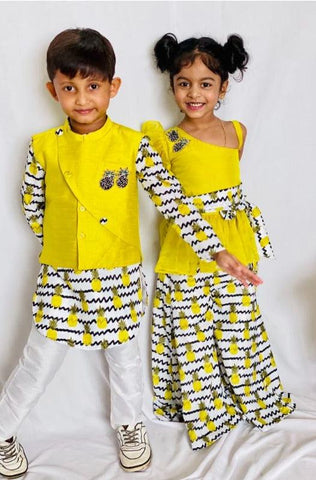 Pineapple Print Round Cut Kurta with Bandi - Kirti Agarwal