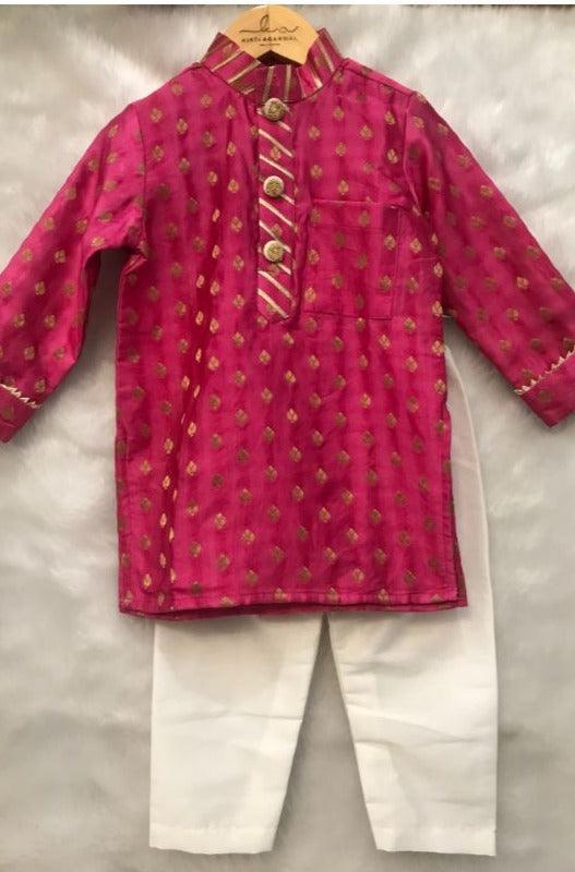 Pink Brocade Kurta with Chudidar - Kirti Agarwal