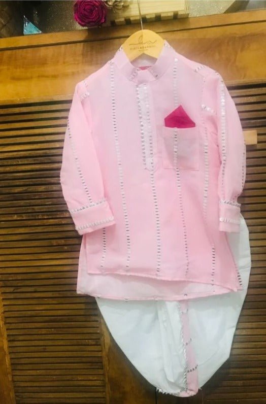 Pink Embroidered Kurta with Dhoti - Kirti Agarwal