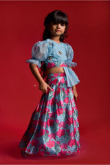 Puffed Sleeves crop top with Lahenga - Kirti Agarwal