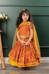 Pure Cotton Fringes Strap Brown Top And Lehenga With Net Dupatta - Kirti Agarwal
