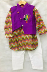 Purple Bandi with Zig Zag Print Kurta and Chudidar - Kirti Agarwal