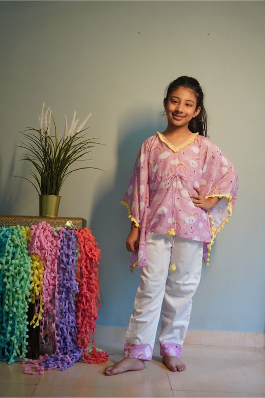 Rainbow Print Kaftan with Pants - Kirti Agarwal