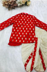 Red Brocade Kurta with dhoti - Kirti Agarwal