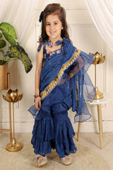Saree style sharara with crop top - Kirti Agarwal